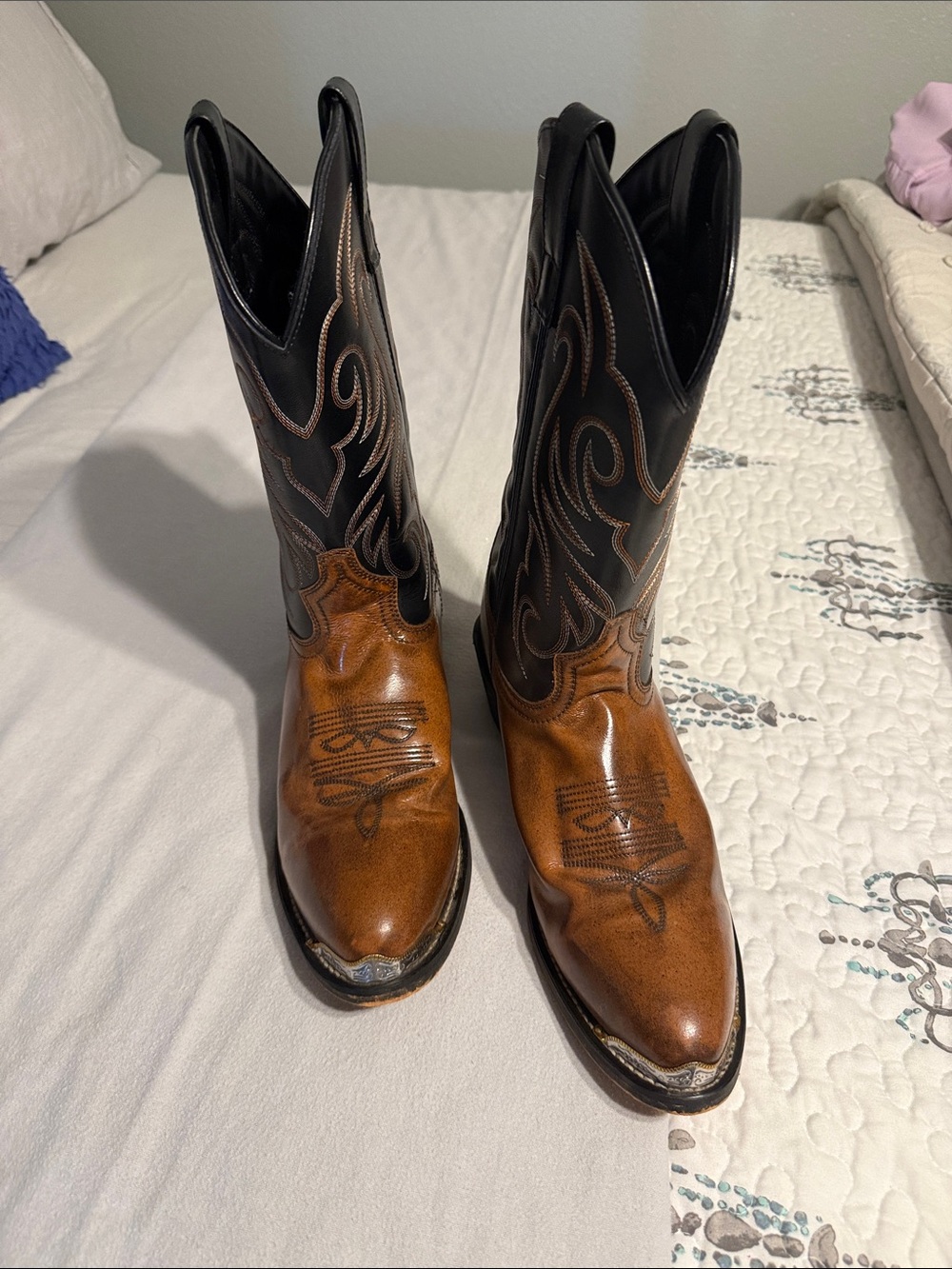 Men's Laredo Brow  and Black Western Cowboy Boots